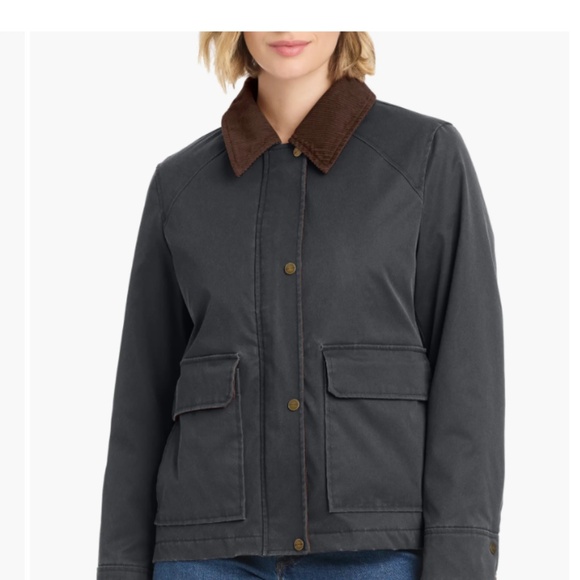 NWT Sanctuary Waxed Barn Coat Raincoat L Removable Hood Corduroy Collar Jacket - Picture 4 of 13